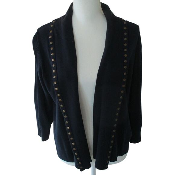 Lark Lane Women's Navy Blue Long Sleeve Open Front Cardigan Sweater Size XL - Picture 1 of 9